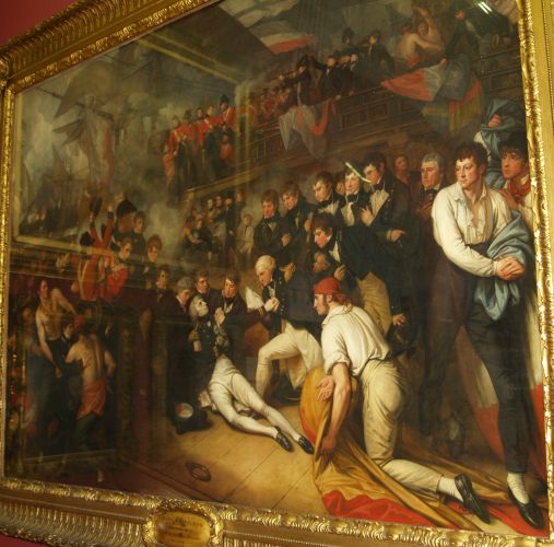 The oils on canvas painting 'Death of Nelson' by Benjamin West (1738-1820) Walker Art Gallery Liverpool