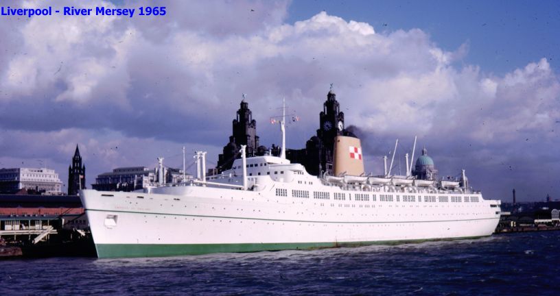 RMS EMPRESS OF ENGLAND moored up at the Liverpool Pier Head Landing Stage River Mersey ships
