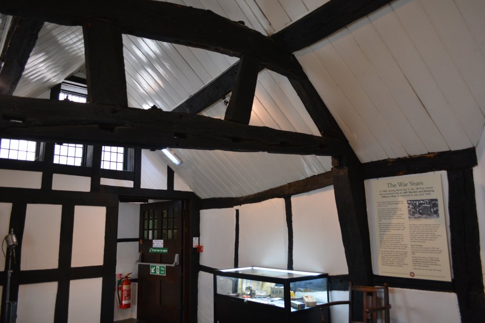 oak beam structure of the Tudor House Friar Street Worcester England