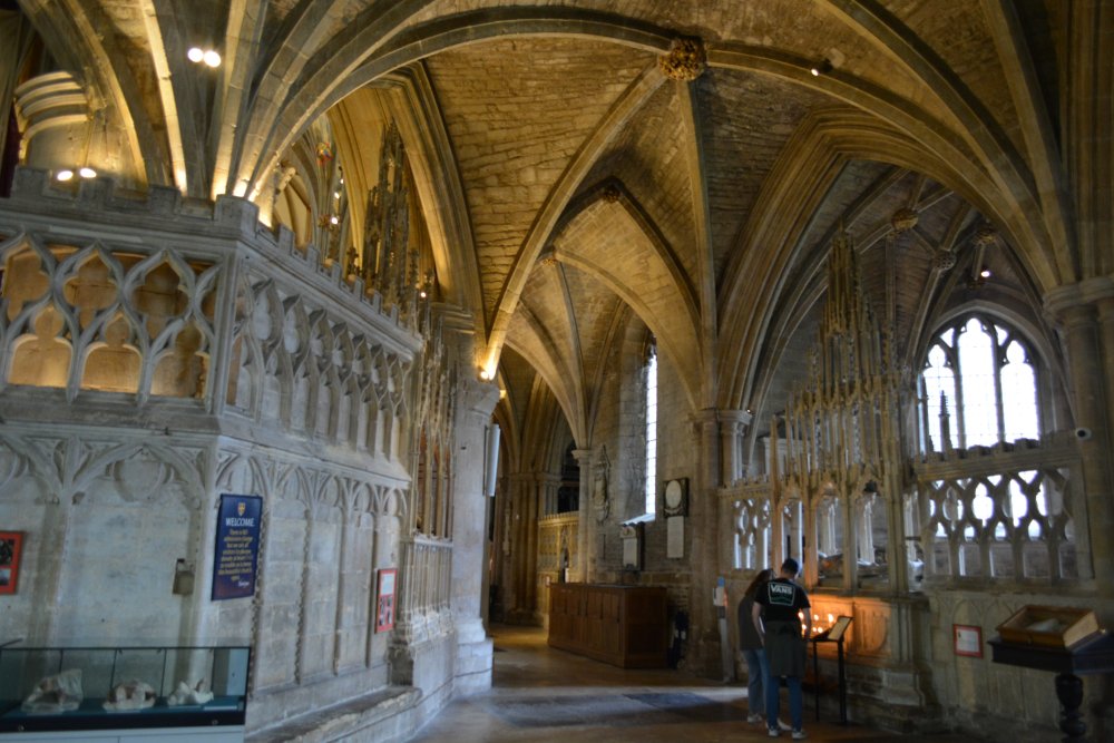 eastern end behind the choir of Tewkesbury Abbey Gloucestershire England