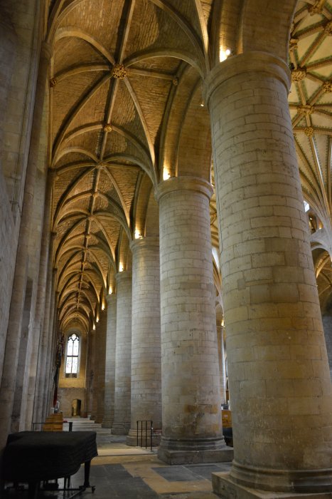 South Aisle of the Nave of Tewkesbury Abbey Gloucestershire England