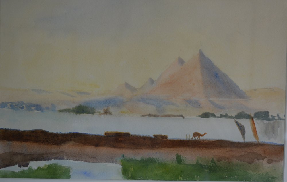 Cairo, 1928, watercolour over pencil on paper, Emily Sargent Tudor House Art Gallery Broadway Cotswolds village Worcestershire England