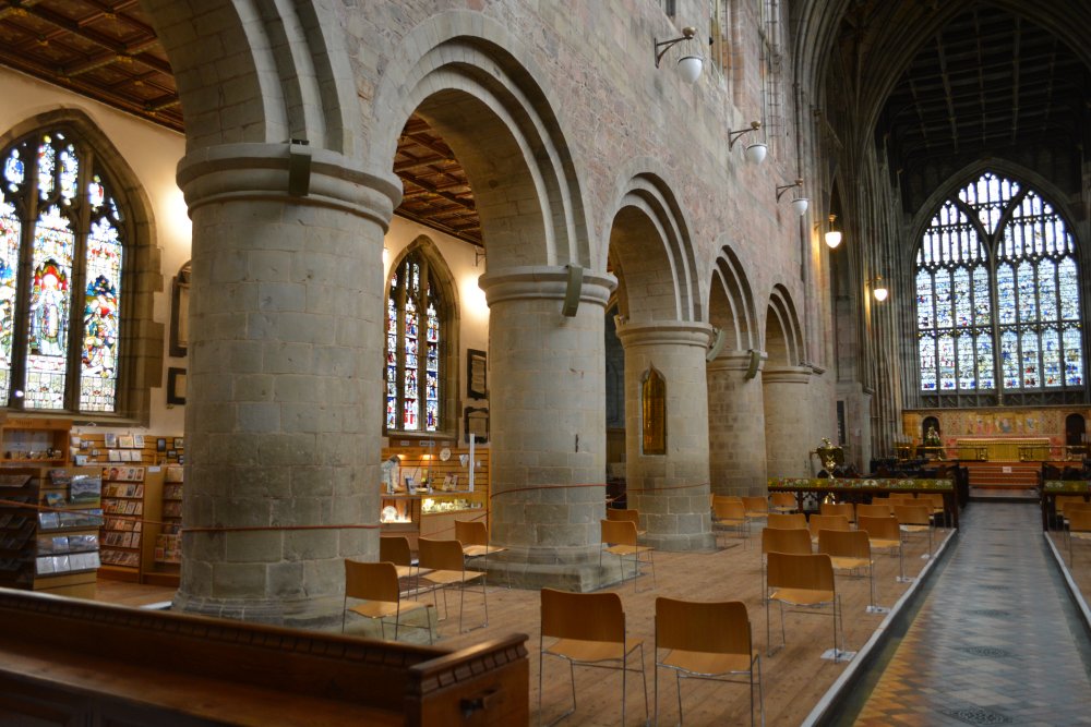 North Aisle of the Nave of Great Malvern Priory Church Worcestershire England