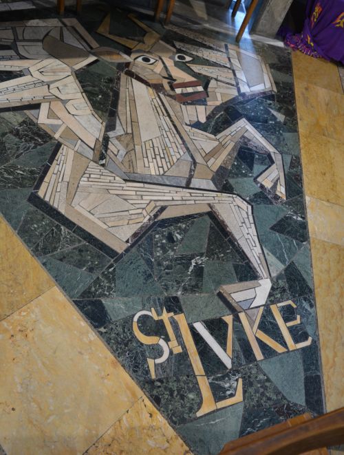 St Luke floor panel mural Chapel of Unity Coventry Cathedral