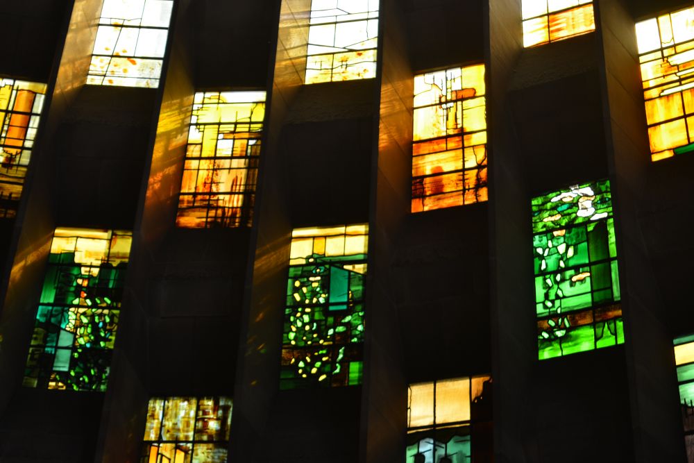 stained glass panels of the Baptistry modern Coventry Cathedral new