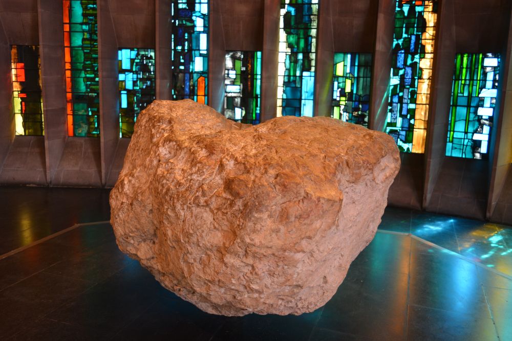 shell carved Font modern Coventry Cathedral new