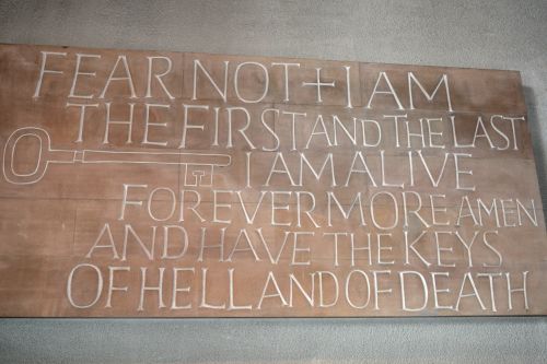 Tablets of the Word' carved by Ralph Beyer modern Coventry Cathedral new