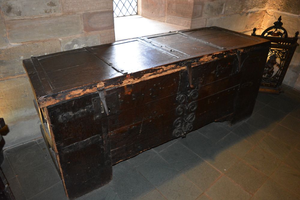 3th century chest in the Treasury of St Mary's Guildhall Coventry