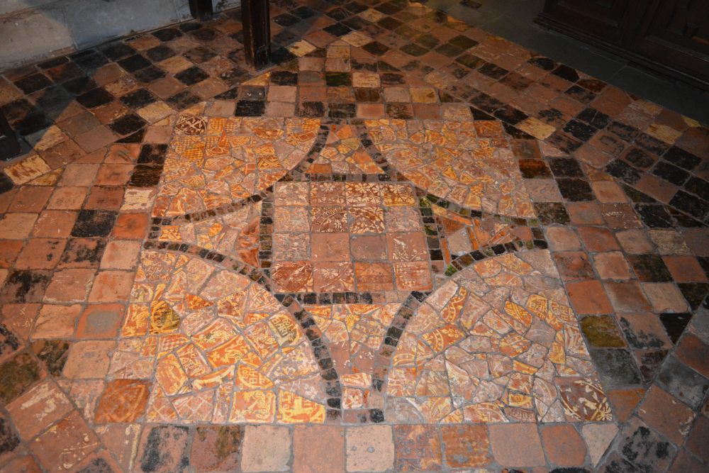 original medieval floor tiles in St Mary's Guildhall Coventry