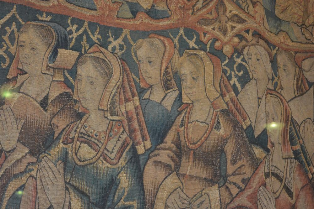medieval Flemish tapestry in the Great Hall of St Mary's Guildhall Coventry