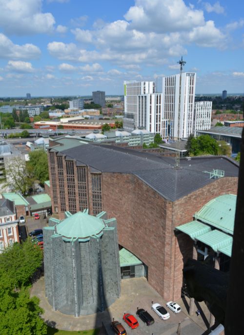 View from west tower Chapel of Unity Coventry Cathedral