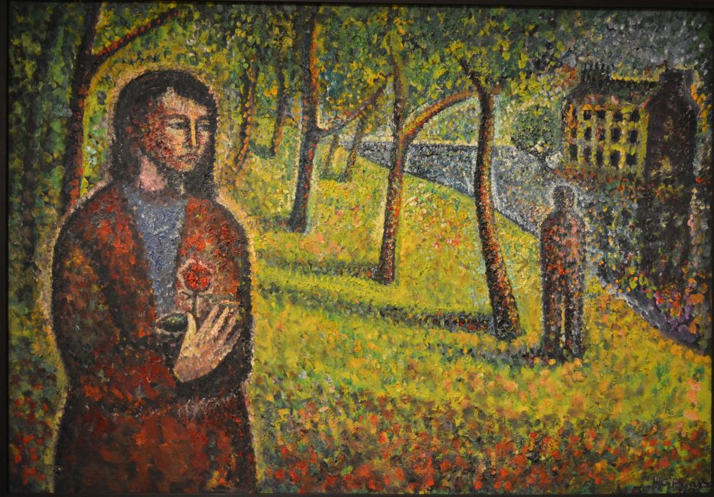 Figures in a Park, 1993 painting, oil on canvas by Hugh Byars Herbert Art Gallery & Museum Coventry