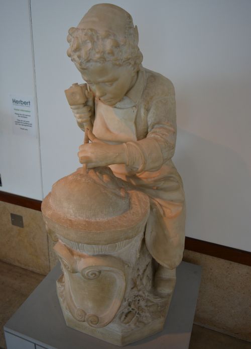 Michelangelo as a Boy ~1870 marble sculpture by Emilio Zocchi Herbert Art Gallery & Museum Coventry