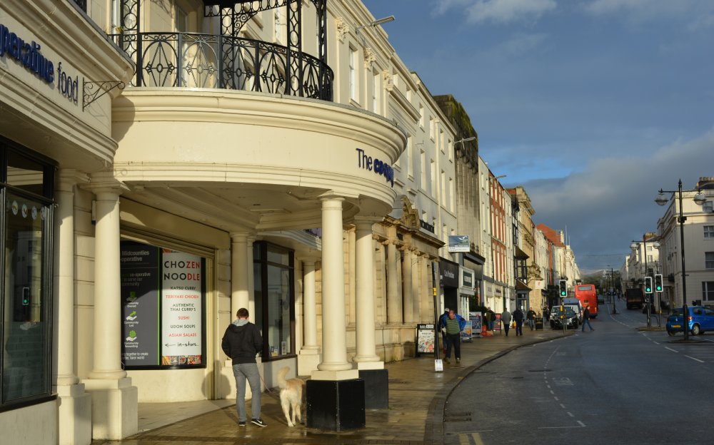 Parade grand entrance to the Co-Operative Food store Leamington Spa