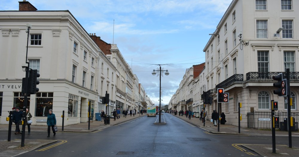 upper end of the Parade where Regent Street crosses it Leamington Spa
