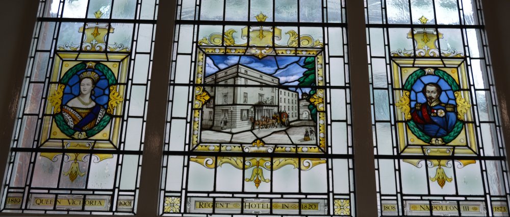 Regent Hotel stained glass window panels  Leamington Spa