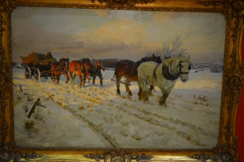 painting Winter's White Silence by Lucy Kemp Welch. Leamington Spa museum art gallery