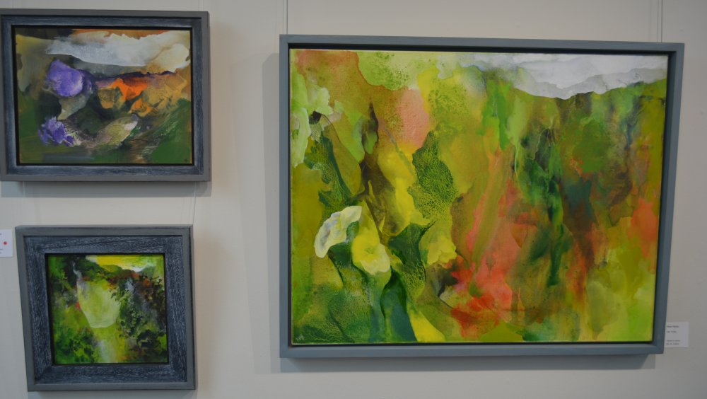 Top left: End of the Dale, Acrylic on canvas, Last Light, Acrylic on board, Esk Valley, Acrylic on canvas, Peter M Hicks, Landscape Artist, North Yorkshire, England