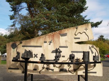 Metal Sculpture at visitor centre - Walking from Sutton Bank National Park Visitor Centre, North York Moors National Park, North Yorkshire, Northern England