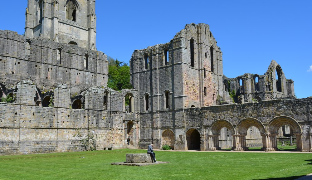 green square of the cloisters of Fountains Abbey