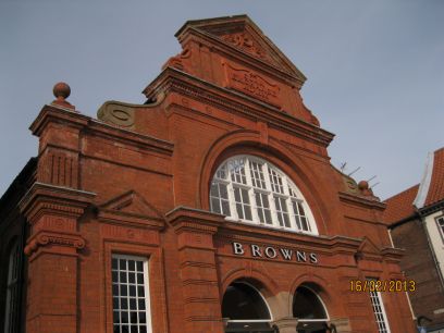 he red bricked old corn exchange is now Brown's shop and cafe in Beverley