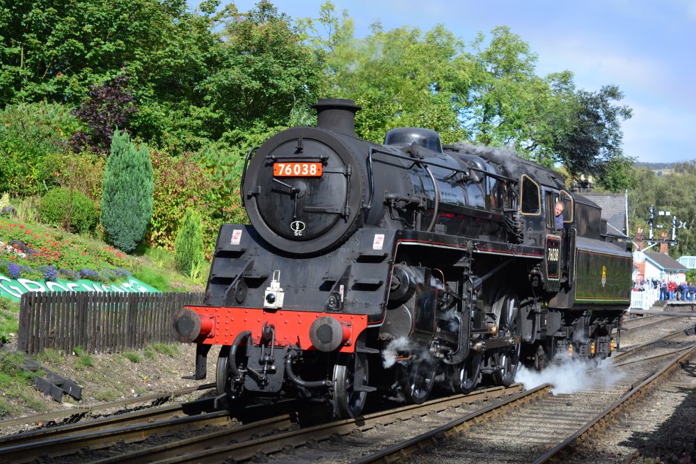 76084 running light as 76038 near Grosmont station in the NYMR Autumn Welsh Steam Gala 2016