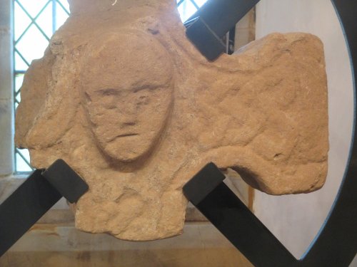 Ango Saxon Scandinavian crosshead stone carvings St Oswald's Church, Lythe, North Yorkshire