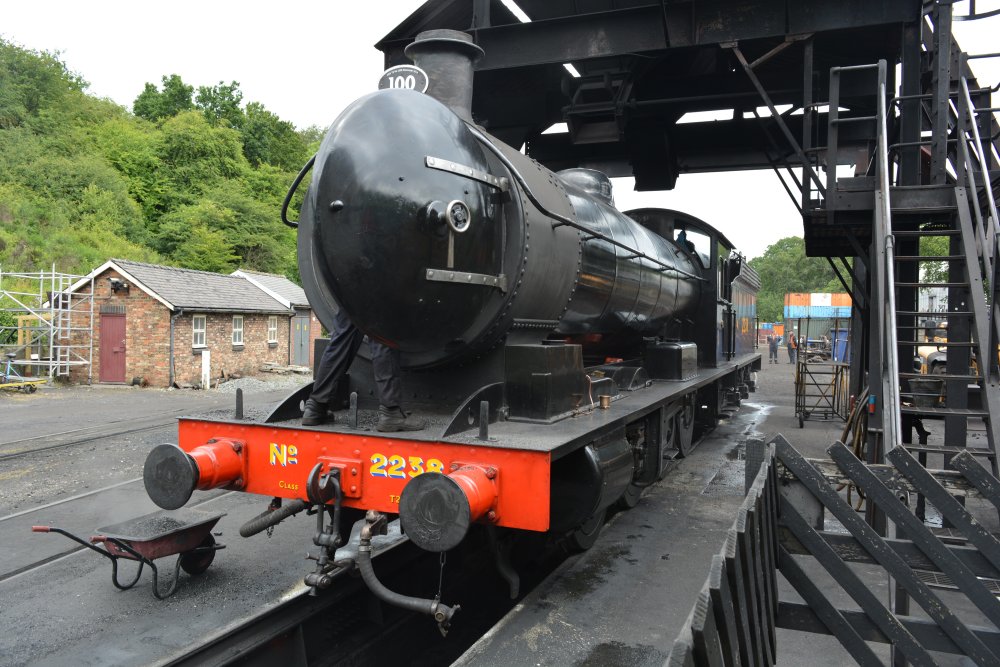 coaling up at Grosmont MPD Q6 class BR 63395 LNER 3395 NER 2238 Raven design steam locomotive, Grosmont depot, NYMR