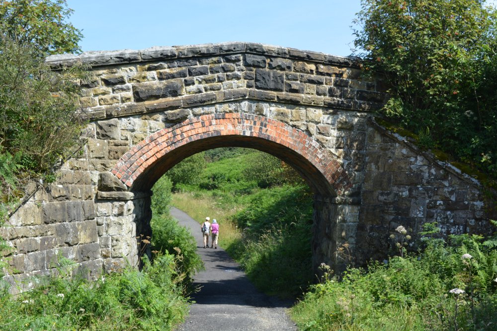 walking along path that was once the Whitby to Scarborough Railway, under several bridges back to Ravenscar, North Yorkshire