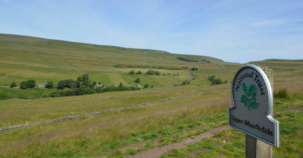 Walking up through Upper Wharfedale National Trust land Linear walk up Buckden Pike, Yorkshire Dales National Park, North Yorkshire