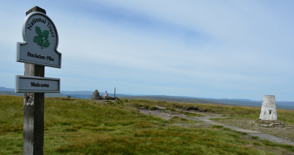 The summit of Buckden Pike, National Trust land Linear walk up Buckden Pike, Yorkshire Dales National Park, North Yorkshire