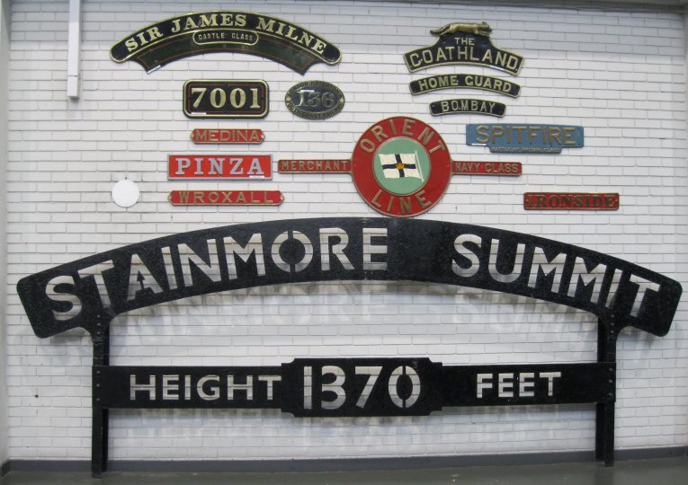 The STAINMORE SUMMIT HEIGHT 1370 FEET (above sea level), the original railway line sign in York NRM