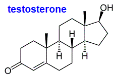 testoserone molecular structure skeletal formula hydroxy/hydroxyl ketone secondary alcohol functional groups advanced A level organic chemistry doc brown