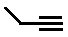 structural skeletal formula of but-1-yne 1-butyne isomer of molecular formula C4H6