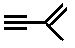 structural skeletal formula of 2-methylbut-1-en-3-yne, 2-methyl-1-buten-3-yne isomer of molecular formula C5H6