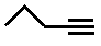structural skeletal formula of pent-1-yne, 1-pentyne structural positional isomers of molecular formula C5H8 mass 68