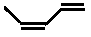 structural skeletal formula of (Z)-penta-1,3-diene, (Z)-1,3-pentadiene, cis-penta-1,3-diene, cis-1,3-pentadiene isomers of molecular formula C5H8 mass 68