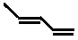structural skeletal formula of (E)-penta-1,3-diene, (E)-1,3-pentadiene, trans-penta-1,3-diene, trans-1,3-pentadiene isomers of molecular formula C5H8 mass 68